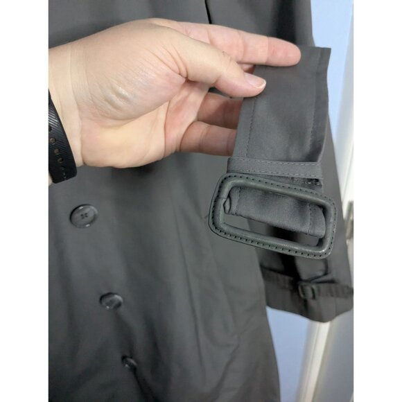 London Fog Men's Grey Trench Coat 46 Reg Lined double breasted - Picture 12 of 16